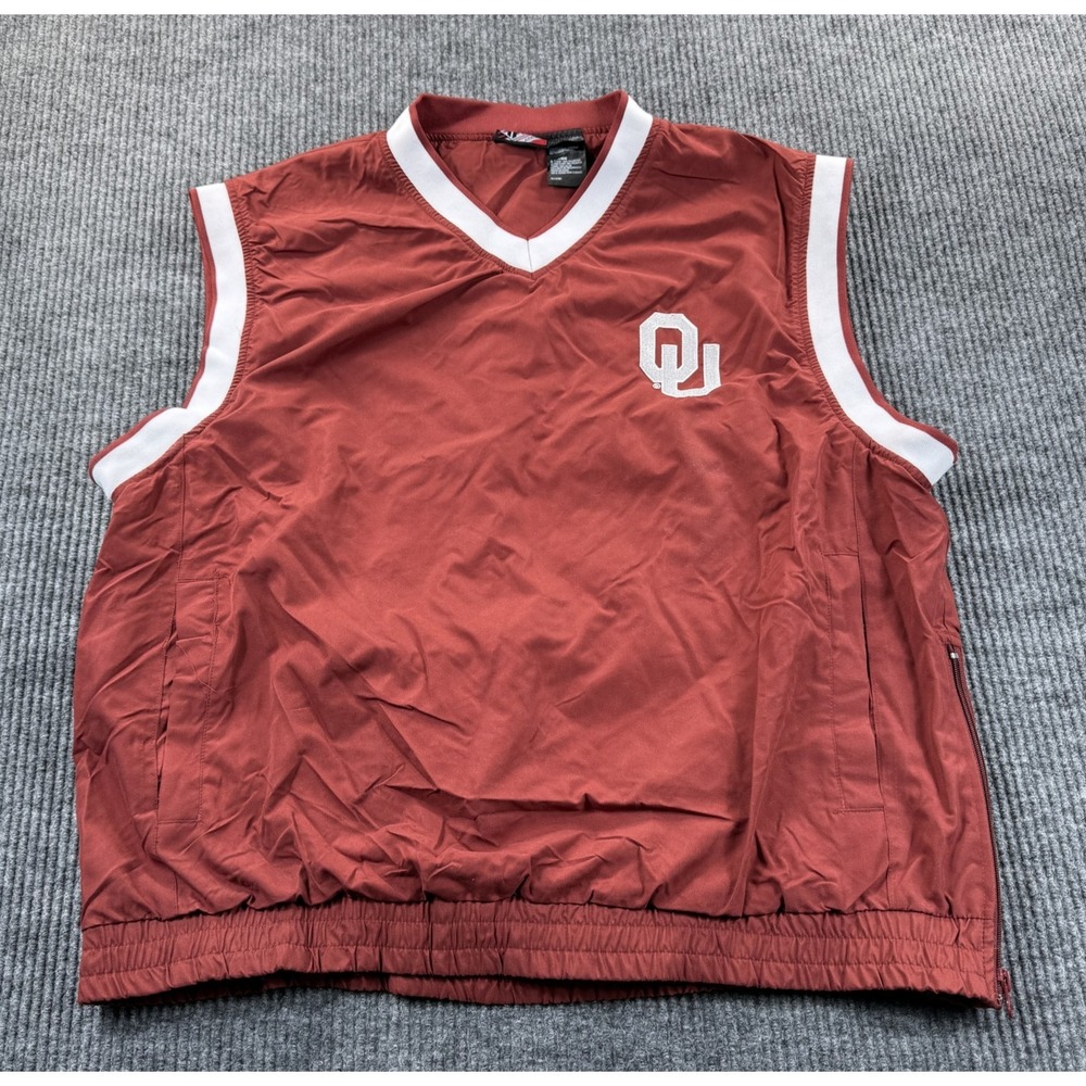 Oklahoma Sooners Vest Mens Large Red NCAA‎ Football Team Athletics Windbreaker